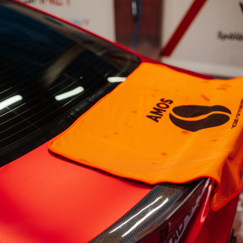 AMOS Powerfluff ultra nedvszívó mikroszálas törölköző, narancssárga, 1000 GSM, 60x80 cm + AJÁNDÉK kesztyű