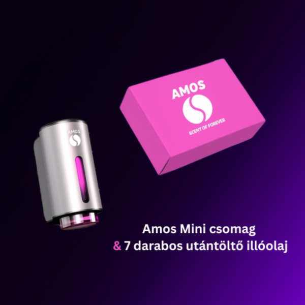 Amos Mini Pink csomag: szürke parfümdiffúzor + Pink szett 7 utántöltővel
