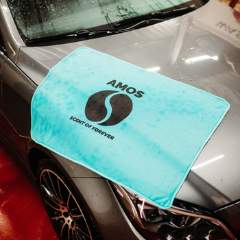 AMOS Powerfluff ultra nedvszívó mikroszálas törölköző, kék, 1000 GSM, 60x80 cm + AJÁNDÉK kesztyű