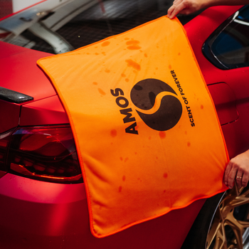 AMOS Powerfluff ultra nedvszívó mikroszálas törölköző, narancssárga, 1000 GSM, 60x80 cm + AJÁNDÉK kesztyű