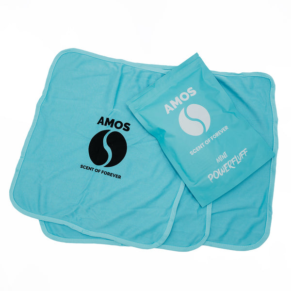 3 darabos AMOS Powerfluff Mini mikroszálas törlőkendő szett, kék, 250 GSM, 40x40 cm