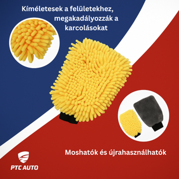 2 az 1-ben mikroszálas kesztyű autómosáshoz és tisztításhoz