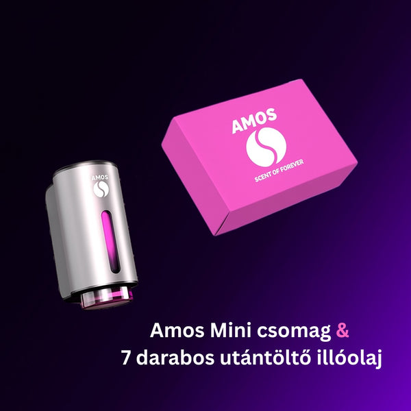 Amos Mini Pink csomag: szürke parfümdiffúzor + Pink szett 7 utántöltővel